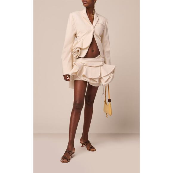 NWT Jacquemus Le Raphia Artichaut Ruffled Cotton Mini Jupe Skirt sz 40 - Picture 6 of 7